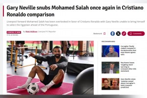 内维尔：萨拉赫？他还入选不了英超史上最佳11人