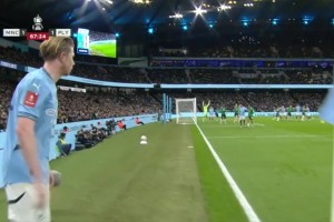 格拉利什送传球！德布劳内战术角球劲射被门将神勇扑出！