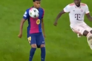 回顾本赛季亚马尔对阵拜仁精彩瞬间！这几下处理，真的太灵动了！